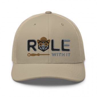 ROLL/ROLE WITH IT Artificer 1 - Black/Gray/Old Gold on Retro Trucker Hat