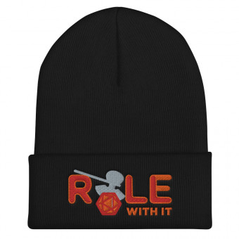 ROLL/ROLE WITH IT Barbarian 1 - Red/Orange/Gray on Cuffed Beanie