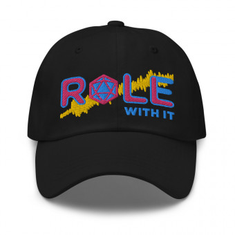 ROLL/ROLE WITH IT Bard 1 - Flamingo/Aqua-Teal/Gold on Classic Dad Hat
