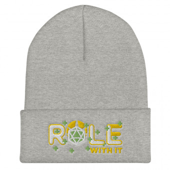 ROLL/ROLE WITH IT Cleric 1 - White/Gold/Kiwi Green on Cuffed Beanie