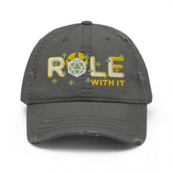 ROLL/ROLE WITH IT Cleric 1 - White/Gold/Kiwi Green on Distressed Dad Hat