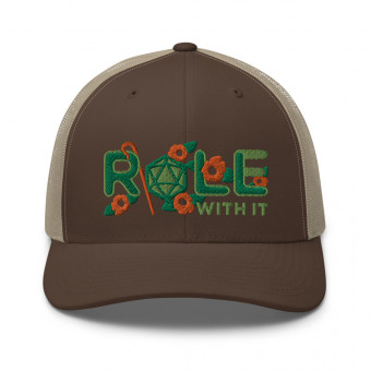 ROLL/ROLE WITH IT Druid 1 - Kelly Green/Kiwi Green/Orange on Retro Trucker Hat