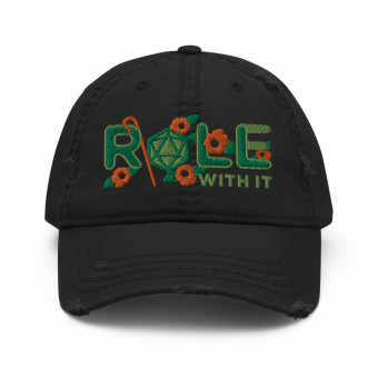 ROLL/ROLE WITH IT Druid 1 - Kelly Green/Kiwi Green/Orange on Distressed Dad Hat