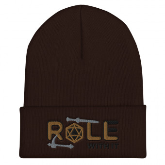 ROLL/ROLE WITH IT Fighter 1 - Old Gold/Black/Gray on Cuffed Beanie