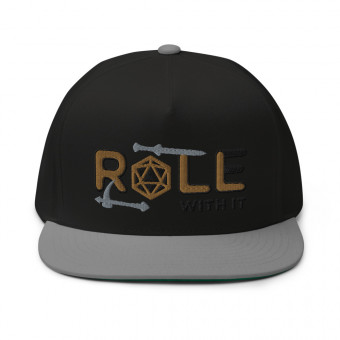 ROLL/ROLE WITH IT Fighter 1 - Old Gold/Black/Gray on Flat Bill Cap