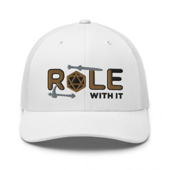 ROLL/ROLE WITH IT Fighter 1 - Old Gold/Black/Gray on Retro Trucker Hat
