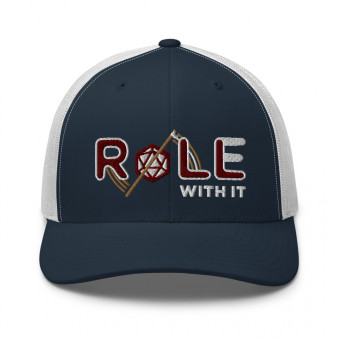 ROLL/ROLE WITH IT Monk 1 - Maroon/White/Old Gold on Retro Trucker Hat