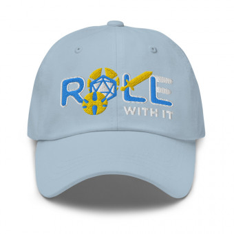 ROLL/ROLE WITH IT Paladin - Aqua-Teal/White/Gold on Classic Dad Hat