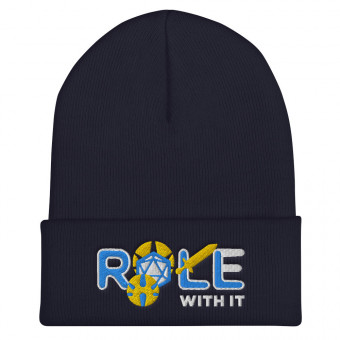 ROLL/ROLE WITH IT Paladin 1 - Aqua-Teal/White/Gold on Cuffed Beanie