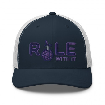 ROLL/ROLE WITH IT Rogue 1 - Navy/Purple/Gray on Retro Trucker Hat