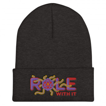 ROLL/ROLE WITH IT Warlock 1 - Purple/Red/Gold on Cuffed Beanie