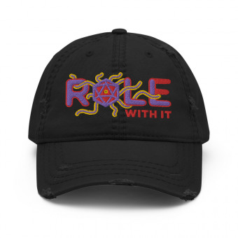 ROLL/ROLE WITH IT Warlock 1 - Purple/Red/Gold on Distressed Dad Hat