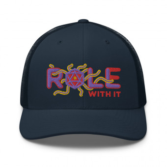 ROLL/ROLE WITH IT Warlock 1 - Purple/Red/Gold on Retro Trucker Hat