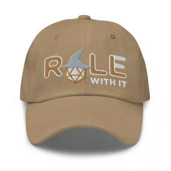 ROLL/ROLE WITH IT Wizard 1 - Old Gold/White/Gray on Classic Dad Hat
